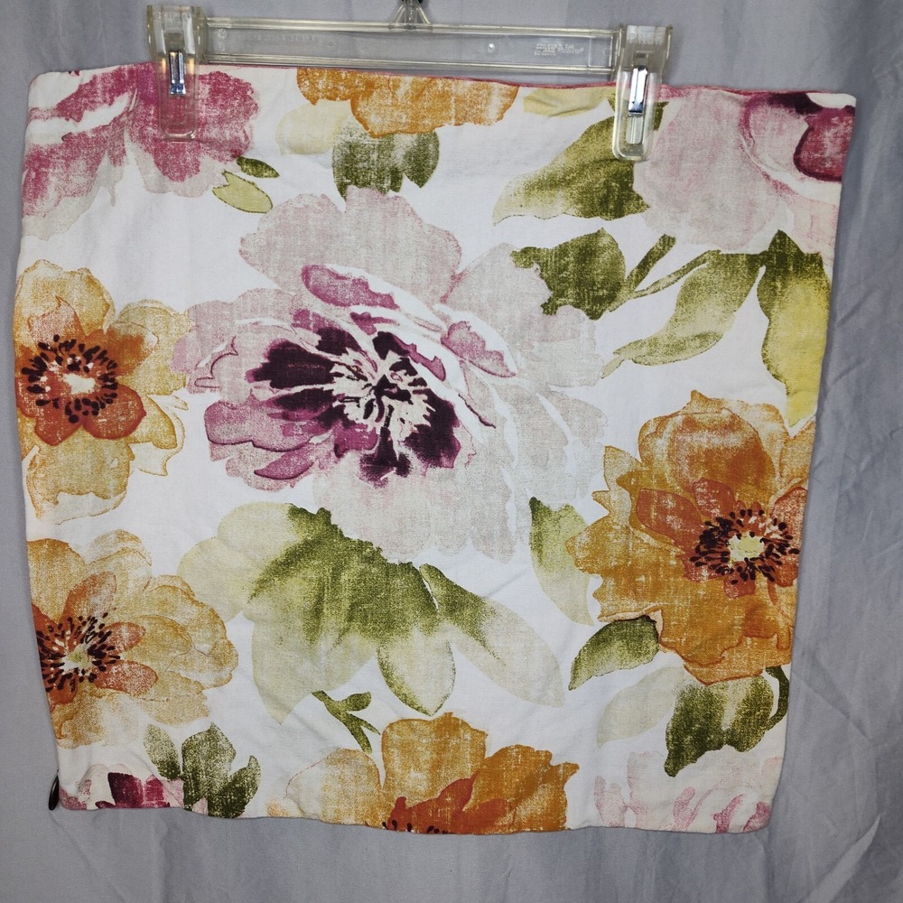 Pier 1 flower pillow case cover accent satin pink zip couch chair Spring